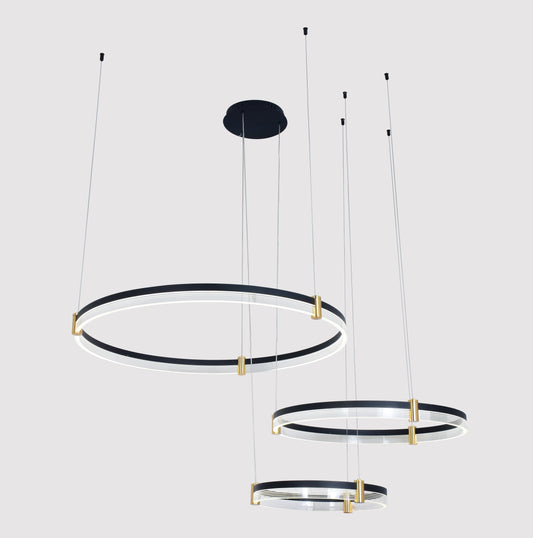 Nowoczesny żyrandol LED z pierścieniami - stylowe oświetlenie do salonu i jadalni