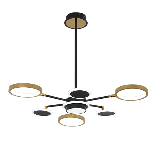 Nowoczesny żyrandol z geometrycznymi pierścieniami LED