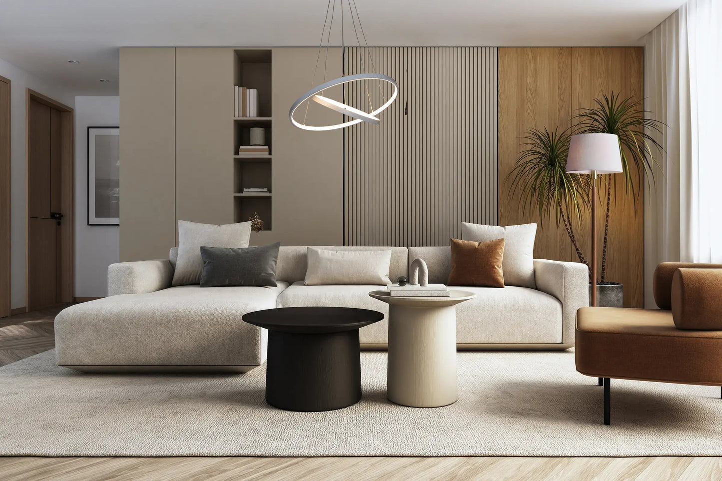 Elegancki żyrandol ze skrzyżowanymi pierścieniami LED