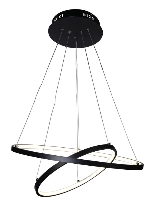 Elegancki żyrandol ze skrzyżowanymi pierścieniami LED