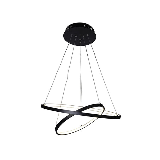 Designerski żyrandol z podwójnymi okręgami świetlnymi