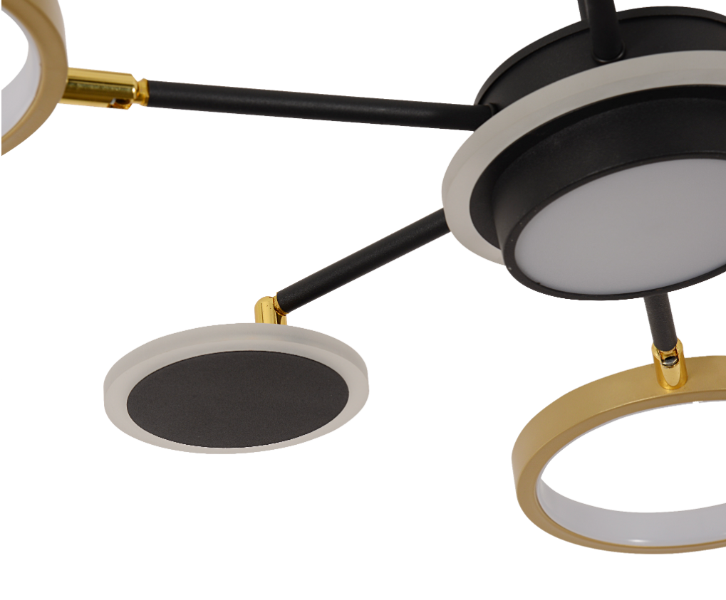 Nowoczesny żyrandol z geometrycznymi pierścieniami LED